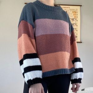 HYFVE Multicolor Striped Oversized Crew Sweater